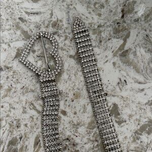 Sparkling Rhinestone Belt with Heart Buckle